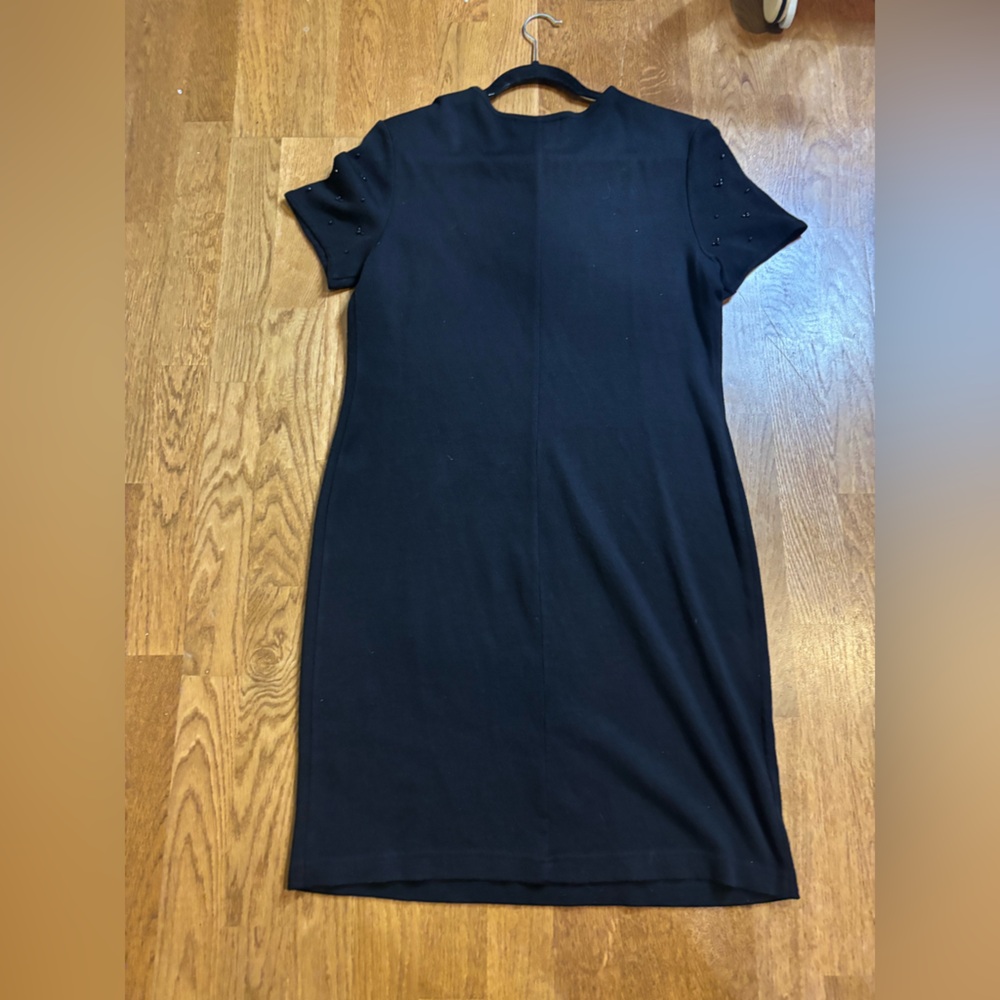 Vintage 90s Maggy London Black Beaded Knit Dress – Size 14 (Fits M/L) wool blend - Picture 12 of 13